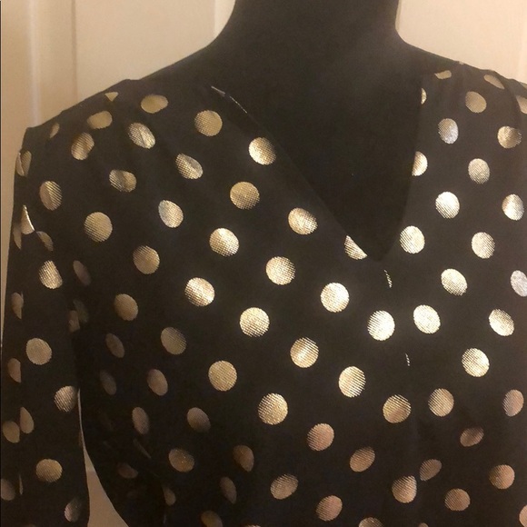 Black blouse with gold polka dots - Picture 4 of 6